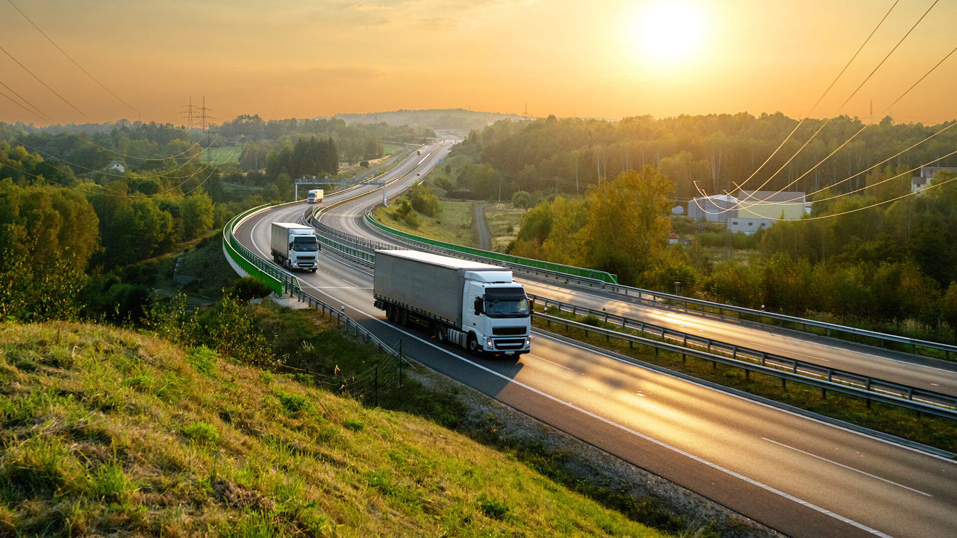 Long haul trucks on highway